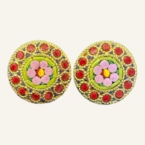 Mosaic Inspired Clip On Earrings